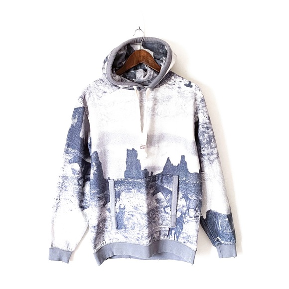 Oversized Distressed Retro Fleece Country Western Desert Horses Heavy Hoodie - Picture 2 of 3